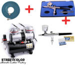 Fengda® - Fenghua Bida Airbrush szett: 2x Airbrush pisztoly és AS-196 airbrush kompresszor + 1x cső () (AS-196 SET)