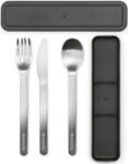 Brabantia Make & Take rozsdamentes acél utazó evőeszköz készlet 3db-os, műanyag tok, sötétszürke (206641)