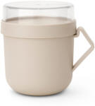 Brabantia Make & Take Soup Mug leveses bögre levesfeltét tároló fedővel, mikrózható, műanyag, 0, 6L, világos bézs