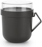 Brabantia Make & Take Soup Mug leveses bögre levesfeltét tároló fedővel, mikrózható, műanyag, 0, 6L, sötétszürke (203824)