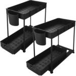 Timelesstools Mosogató alá helyezhető 2 szintes rendszerező állvány 2db, fekete