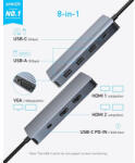 Anker USB HUB, 8-in-1, USB-C Hub, 2x4K HDMI, 1xVGA, 3xUSB-A, USB-C 5Gbps, szürke - A83790A1 (A83790A1) - wpower