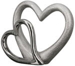  Ezüst színű dupla szív kerámia szobor 20x16cm