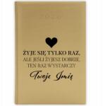 FunnyCase Könyvnaptár 2026 Csak Egyszer Élsz Arany Tervező Ajándék Minták (Kalendarz Złoty ŻYJE SIĘ TYLKO RAZ)
