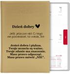 FunnyCase Könyvkalendárium A5 2026, arany színű, napi/heti/havi nézetek, jegyzeteknek hely (Kalendarz WYRAZY SZACUNKI UROCZY)