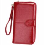 EdiBazzar Nagy Piros Bőr Pénztárca Cipzárral, Dupla, Elegáns Női Ajándék (Duży Portfel Skórzany czerwony Podwójny)