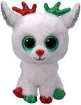 Ty Beanie Boos Snowdrop Ren de Craciun 15 cm Ochi Verzi Stralucitori (T37383)