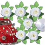 EdiBazzar Krém rózsák 6db-os művirág esküvői dekoráció szett autó Esküvő (Stroik na auto ślubne róże 6szt zestaw róż)