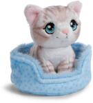 NICI Kuscheltier Pisica Gri Tigrata 12cm Cos Albastru (61942)