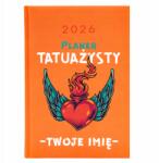 Naptár A5 2026 Narancssárga Ajándék Tetováló Tervező Tetováló Név (Kalendarz Pomarańczowy Planer Tatuażysty Imię)