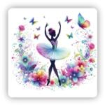  65x65mm-es négyzet alakú mágnes - balerina virágokban (MAGNET-65X65-CTVEREC-67)