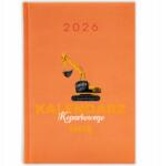 FunnyCase Könyvnaptár 2026 Kotrógép Naptár *név* Narancssárga Minták (Kalendarz 2026 KALENDARZ KOPARKOWEGO *IMIĘ*)