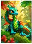  Puzzle 18x13cm (24 darab) képpel - zöld sárkány (PUZZLE-18X13-24-38)