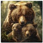  Puzzle 19x18cm szív alakú (76 darab) képpel - medve és kölykei (PUZZLE-19X18-SRDCE-76-26)