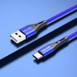  USLION fonott USB Type-C kábel töltéshez és szinkronizáláshoz / 1m - kék (662800744C)