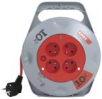  Hosszabbító kábel dobon 10 m / 4 aljzat / piros / PVC / 230 V / 1 mm2 (em_8592920134870)