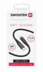 SWISSTEN USB-C/USB-C szilikon kábel töltéshez és szinkronizáláshoz 1, 5 m 60W - fekete (71532010)