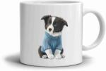  Fehér kerámia bögre 330ml képpel - border collie pulóverben (HRNEK-90X82-BILY-327)
