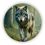  65x65mm-es kör alakú mágnes - farkas őrző (MAGNET-65x65-KRUH-56)
