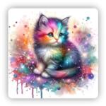  65x65mm négyzetes mágnes - színes cica (MAGNET-65X65-CTVEREC-12)