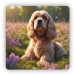 65x65mm-es négyzet alakú mágnes - Virágos Cocker Spániel (MAGNET-65X65-CTVEREC-54)