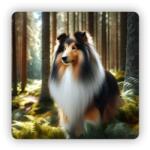  65x65mm-es négyzet alakú mágnes - Collie az Erdőben (MAGNET-65X65-CTVEREC-63)