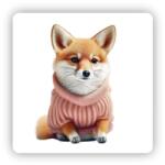  65x65mm négyzetes mágnes - róka pulóverben (MAGNET-65X65-CTVEREC-13)