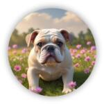 65x65mm-es kör alakú mágnes - bulldog a réten (MAGNET-65X65-KRUH-1)