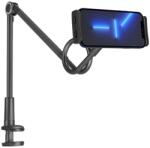 Wozinsky rugalmas telefon- és táblagéptartó (WTHBK5) íróasztalra - fekete színben (HU93-019)