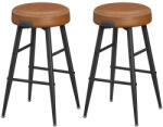VASAGLE ECHO Bárszék 2 db, varrott műbőr borítás, barna, 63 cm magas - edeco