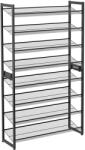 SONGMICS Cipőtartó polc 2x4 szintes fém háló polcokkal, fekete 92x30x163cm