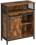 VASAGLE Komód elhúzható ajtóval és nyitott polcokkal, rusztikus barna 70x30x80cm