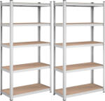 SONGMICS Polcos állvány, 175kg polconkénti teherbírással, ezüst, barna 180x90x40cm