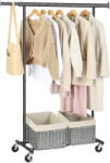 SONGMICS Gurulós ruhaállvány, fekete 92-132x45x160cm