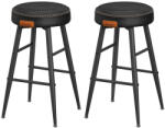 VASAGLE ECHO Bárszék 2 db, varrott műbőr borítás, 63 cm magas, fekete - edeco
