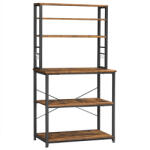 VASAGLE Konyhai állópolc 6 polcszinttel, 6 akasztóval, rusztikus barna 80x40x167cm