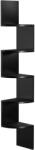 VASAGLE Zigzag sarokpolc 5 szintes fali polc, fekete 20x20x127cm