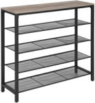 VASAGLE Cipőtároló polc 4 fém hálós polccal, greige 100x30x92cm