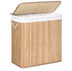 SONGMICS Bambusz kosár szennyestartó 3 rekeszes 3x50L - edeco