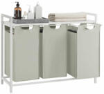 VASAGLE Szennyestartó, kihúzható és levehető ruhatartó zsákkal 3x38L, fehér - edeco