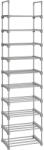 SONGMICS Cipőtartó polc 10 szintes fém vázzal, szürke 45x30x174cm