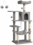 FEANDREA Macska kaparófa, többszintes macskatorony, világosszürke 55x45x143cm - edeco