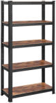 SONGMICS Polcos állvány, salgópolc, 130kg polconkénti teherbírással, fekete 150x75x30cm - edeco