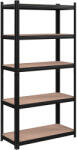 SONGMICS Polcos állvány, 175kg polconkénti teherbírással, fekete, barna 180x90x40cm - edeco