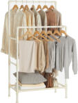 SONGMICS Ruhaállvány két akasztóval, fehér 88x44x154cm