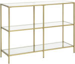 VASAGLE Konzolasztal polcokkal edzett üveglappal, arany 100x30x73cm