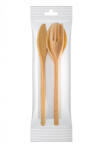  Többször használatos fa-polimer csomagolt szett (kés, villa, kanál, szalvéta), 180mm I 500db/csomag