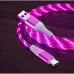  LED világítású USB Type-C 3A kábel töltéshez és szinkronizáláshoz 1m - rózsaszín/vörös (662801183D)