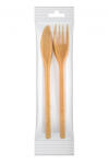  Többször használatos fa-polimer csomagolt szett (kés, villa, szalvéta) I 500db/csomag