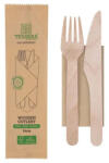  Lebomló evőeszköz szett, fa, csomagolt 3in1 | 100 db/cs